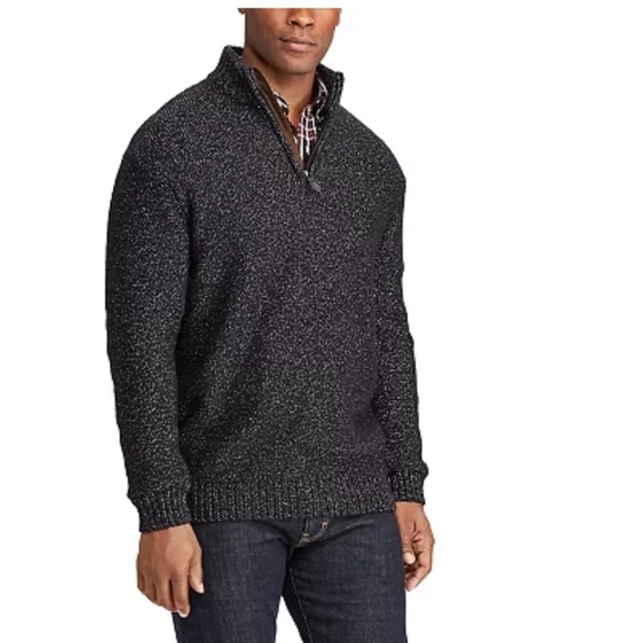 50%off w♥️ 
Chaps 1/4 zip black gray heavy chunky  sweater size XL men #39 - Picture 1 of 10